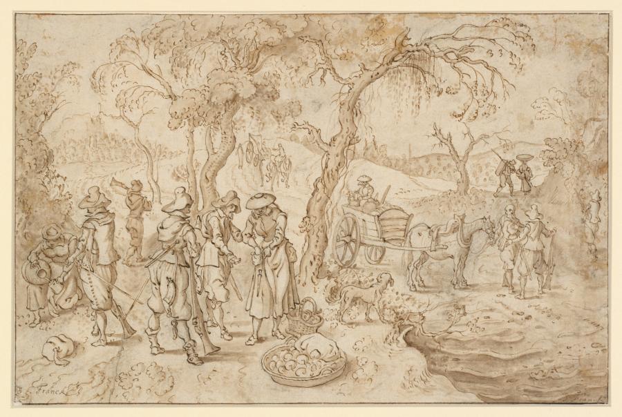 Soldiers Harassing Merchants on Their Way to the Market