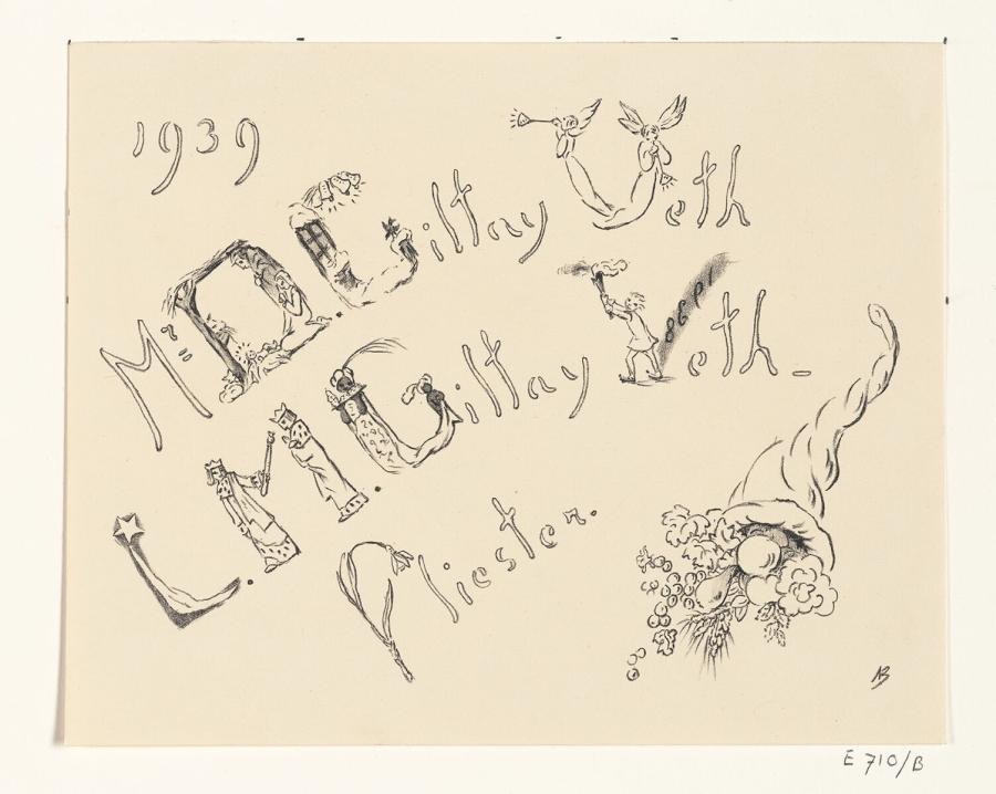 Nieuwjaarswens voor 1939 van echtpaar Giltay Veth