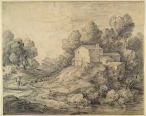 bosachtig-landschap-met-schaapherder-en-zijn-kudde-bij-een-huis-op-een-heuvel