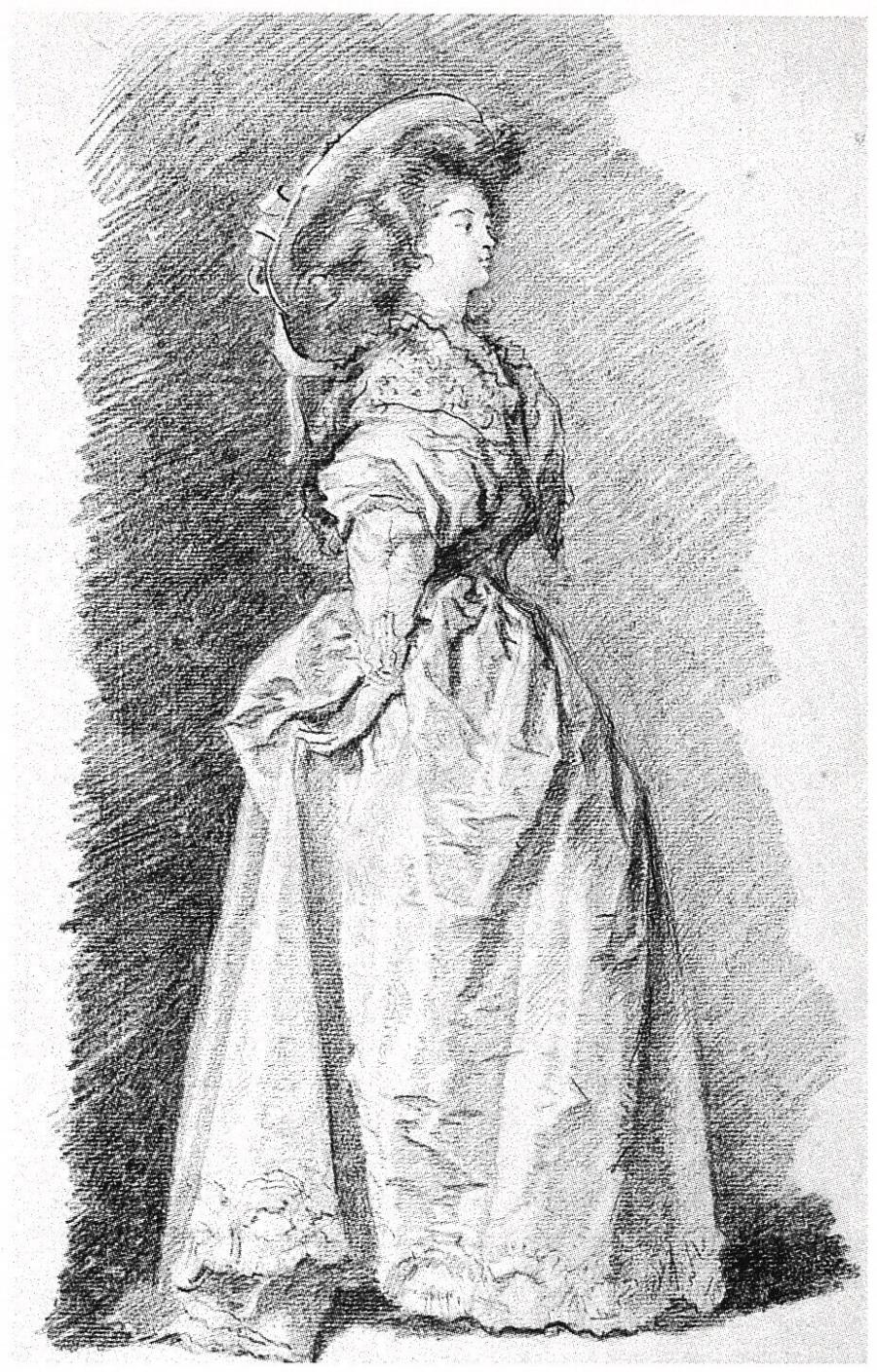 Standing Lady Wearing a Hat, Facing Right