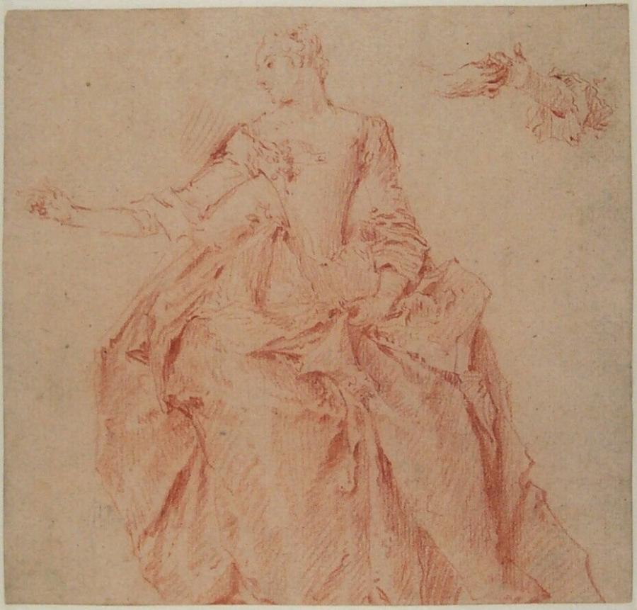 Female Portrait with Outstretched Right Arm, Studies of Hands
