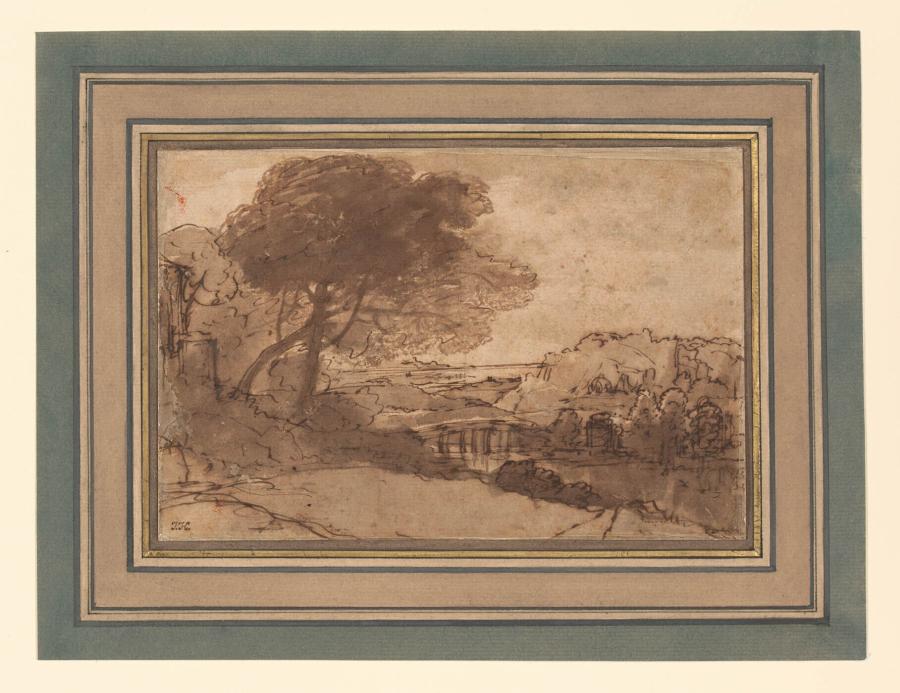 Mountain Landscape with a Bridge on a River