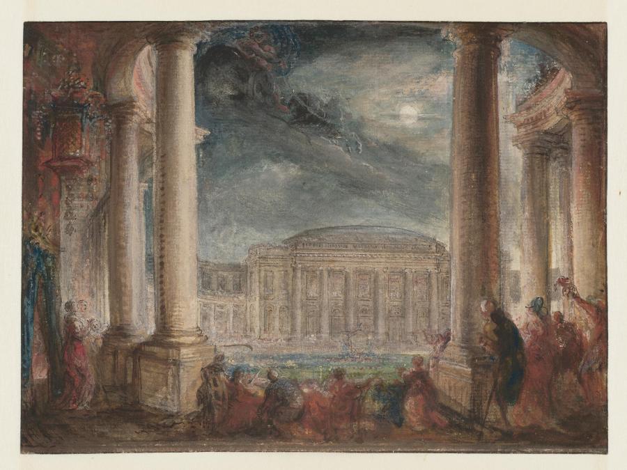 Nachtelijk waterspektakel in het Colisée, een feestpaleis aan de Champs-Élysées te Parijs