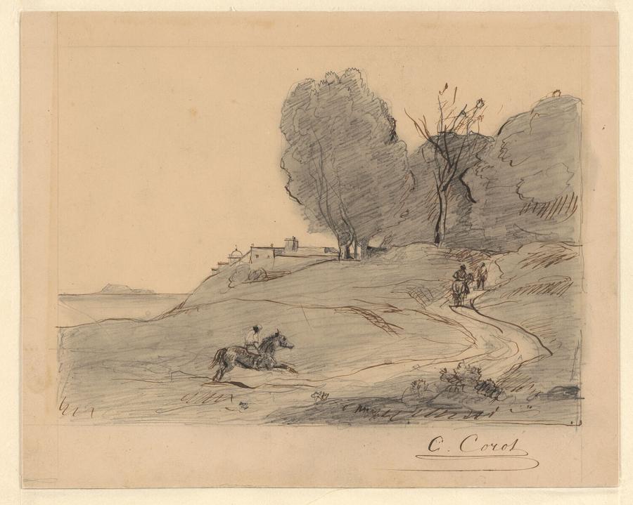 Kustlandschap met ruiters ('Souvenir d'Ariccia')