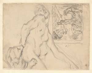 study-after-pierre-puget-s-sculpture-the-milo-of-croton-1682-composition-sketch-of-figures-in-a-landscape-around-a-fire