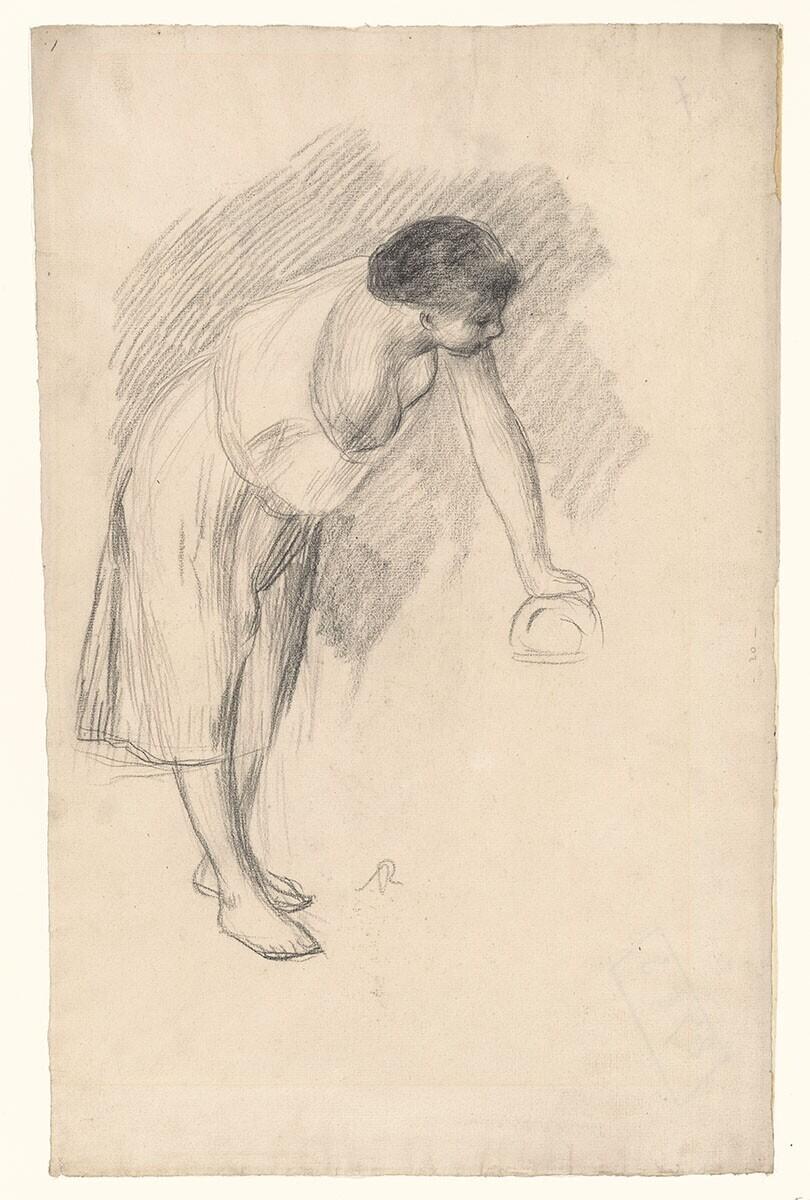 Girl Leaning Forward Holding an Iron