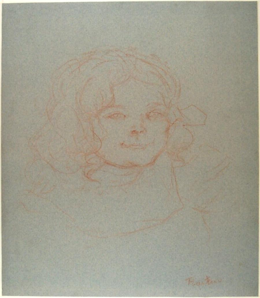 Girls Head with Curly Hair, Portrait of Simonne Rey