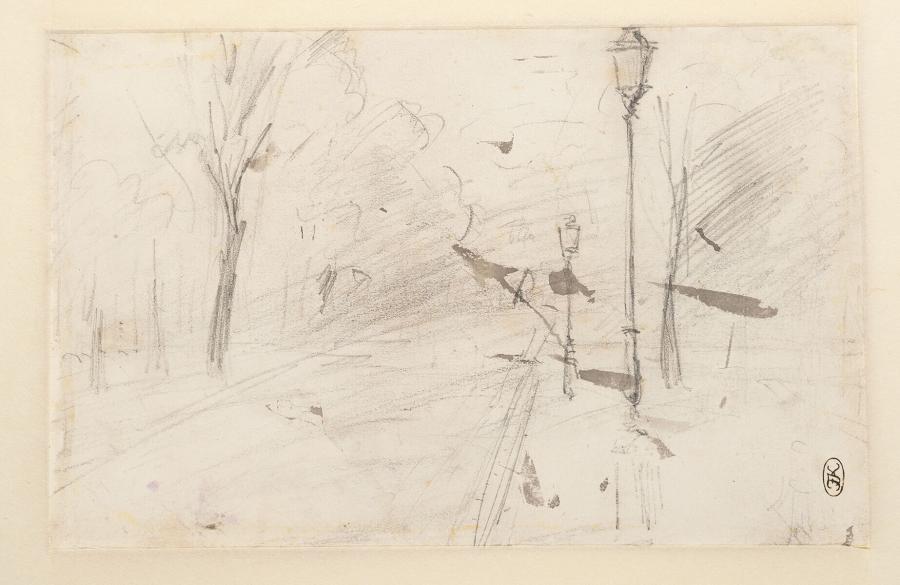 Sketch of a Road with Lampposts