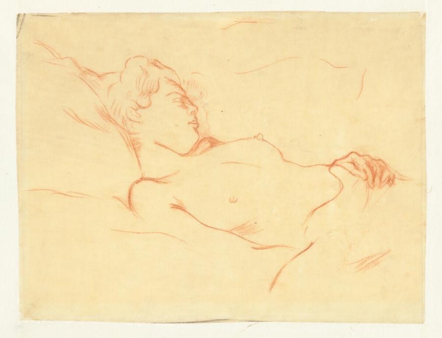 Sleeping Naked Woman in Bed, Study for the Lithograph 'Le Sommeil' (Sleep)