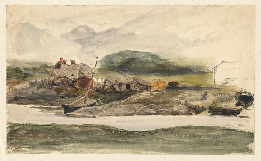 Landschap met vissershuizen 