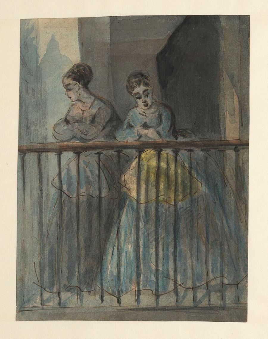 Twee vrouwen op een balkon