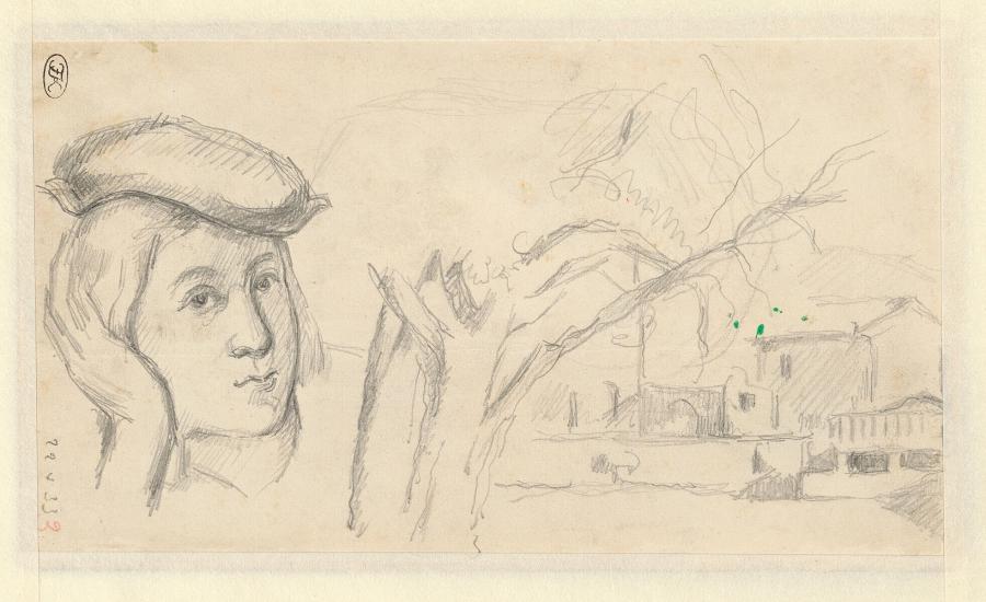Landschap in de Jas de Bouffan en portret van een jongeman