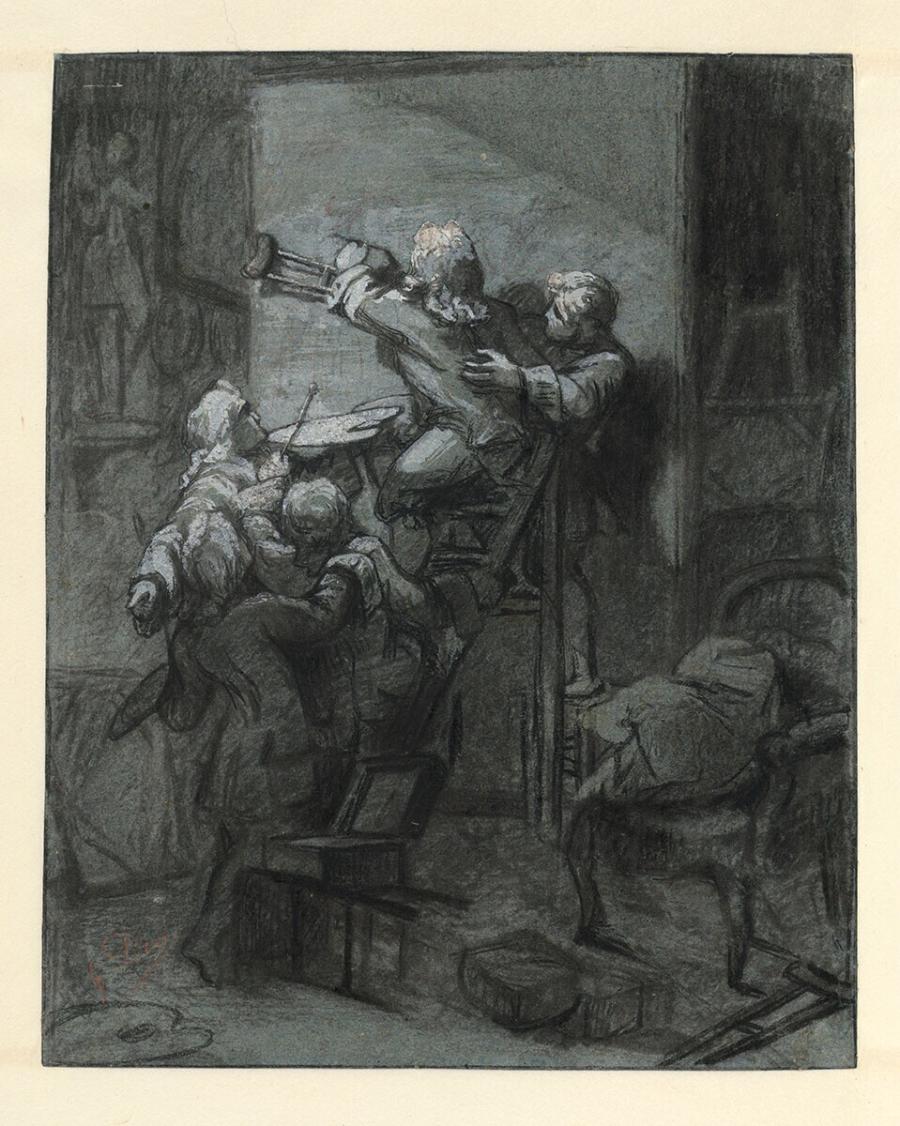 Scène in het atelier van een schilder
