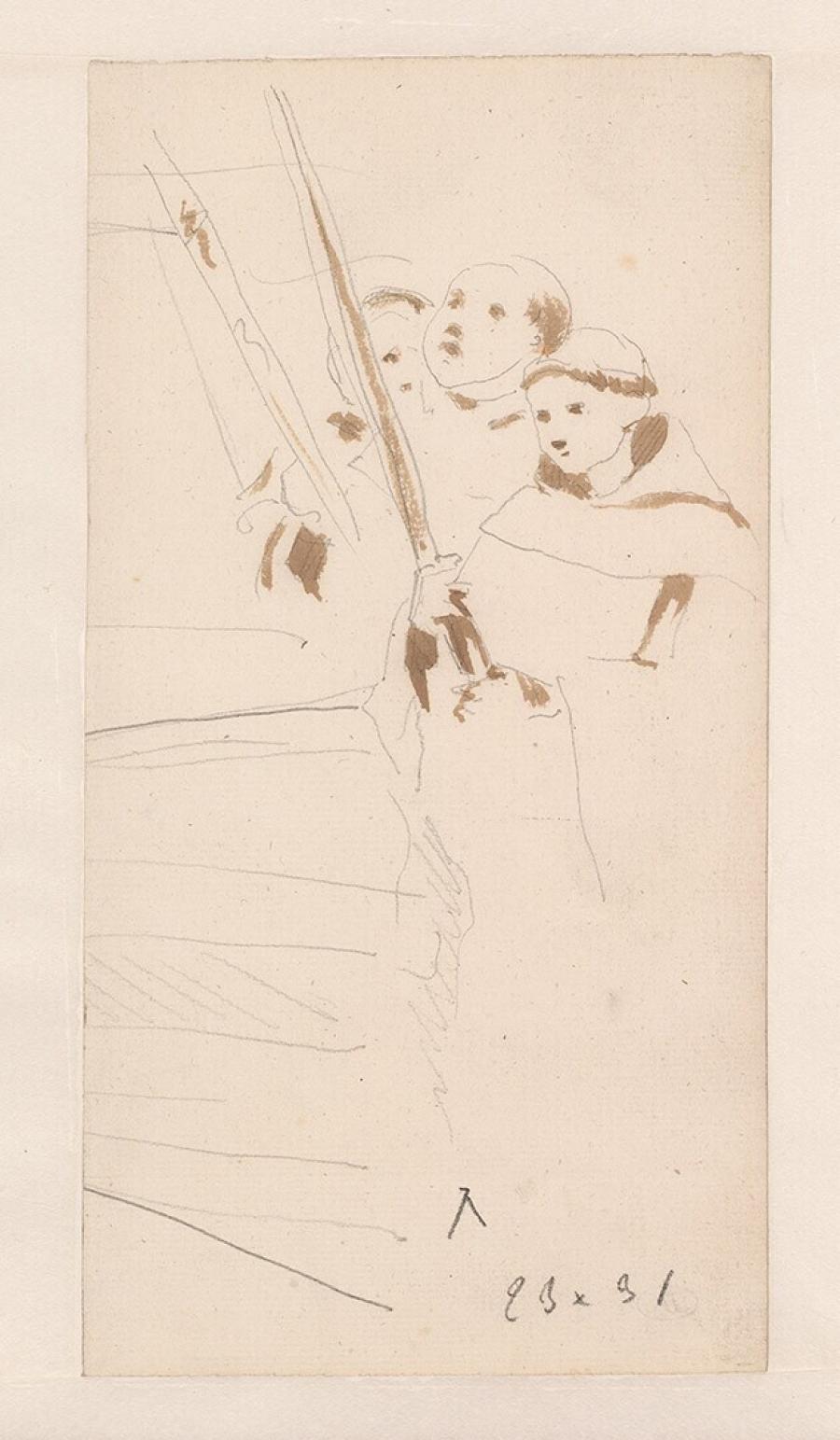 Studie van drie monniken, naar figuren in de fresco van Ghirlandajo in de Capella Sassetti in de S.Trinità, Florence