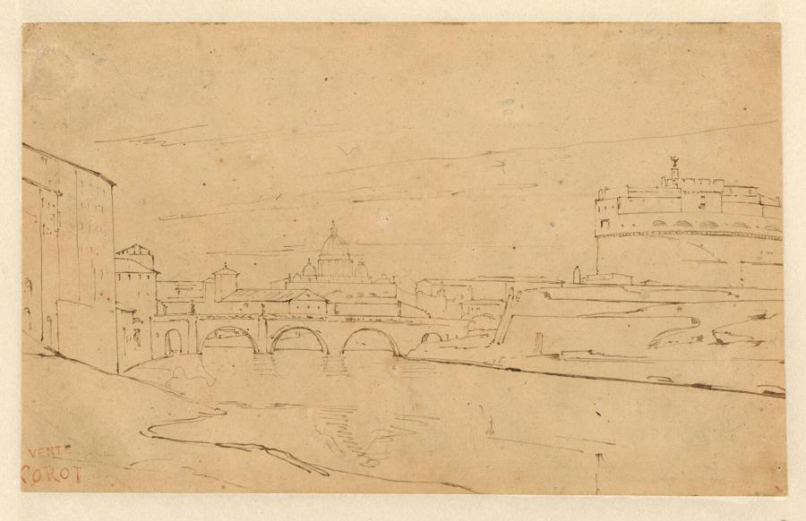 Gezicht op de Tiber met het Castel Sant' Angelo, Rome