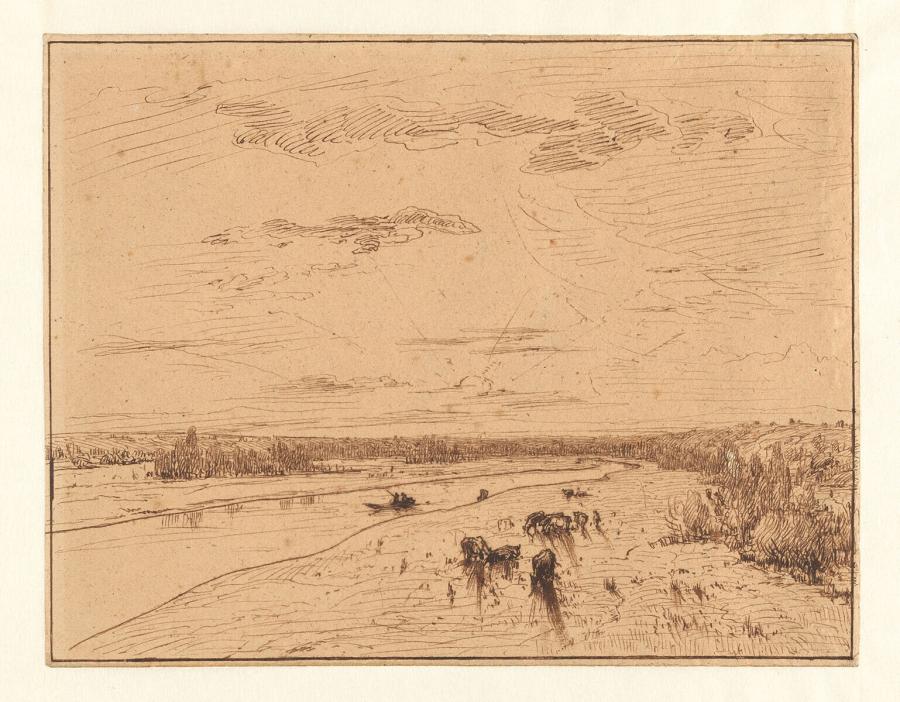 The River Seine near Melun (Departement Seine-et-Marne, France)