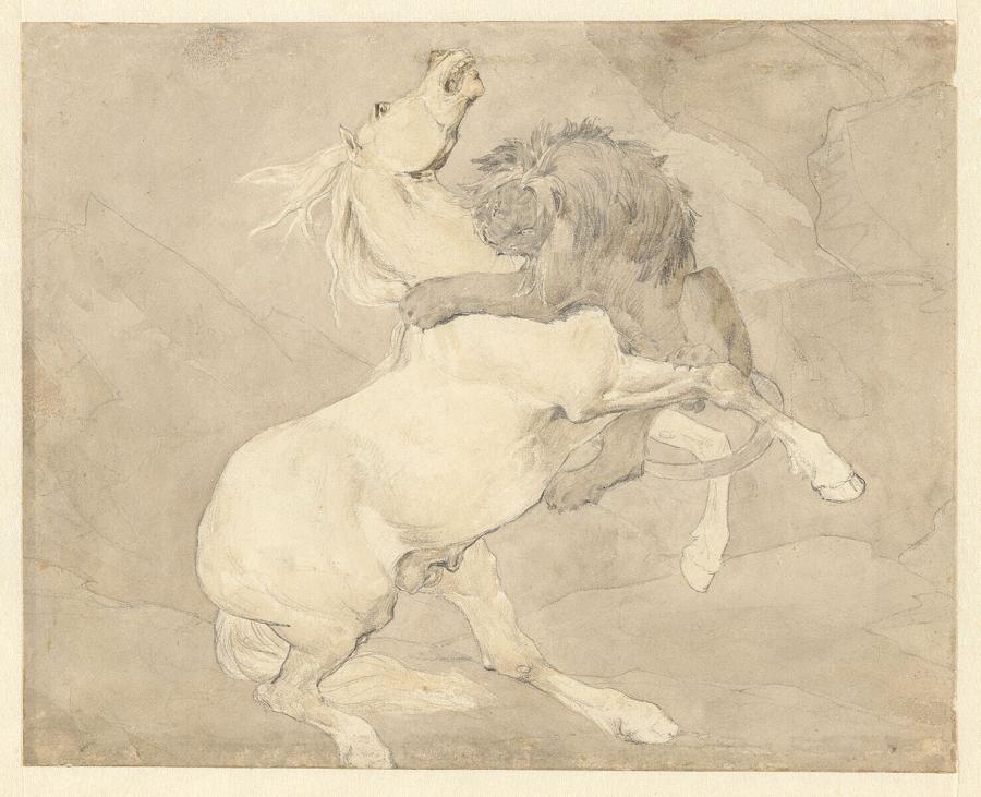 Horse Attacked by a Lion