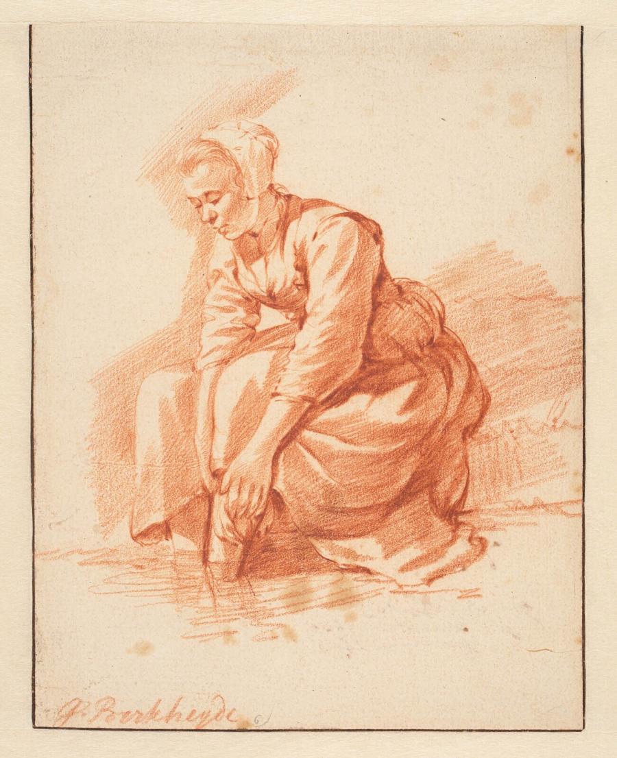 A Woman Washing her Feet in a Creek