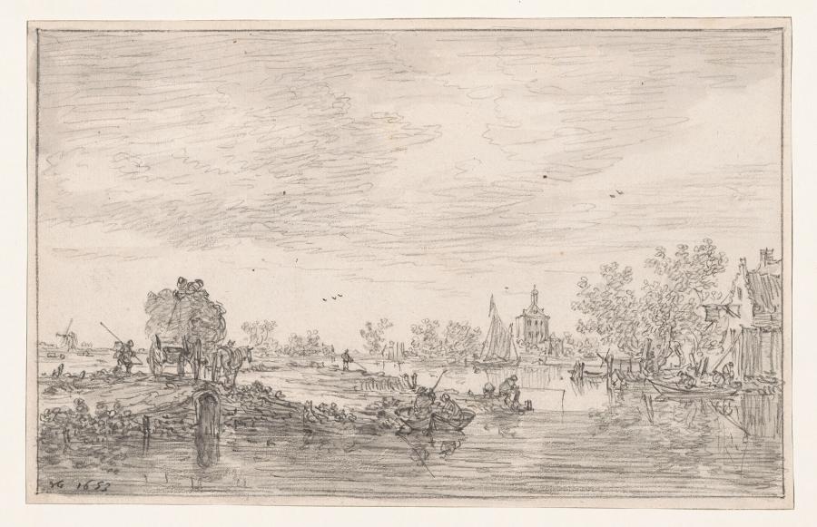 View of Voorburg on the Canal De Vliet with Hofwijck Manor in the Distance