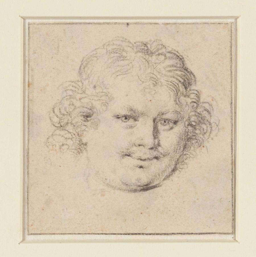 Head of a man with loose hair and mustache