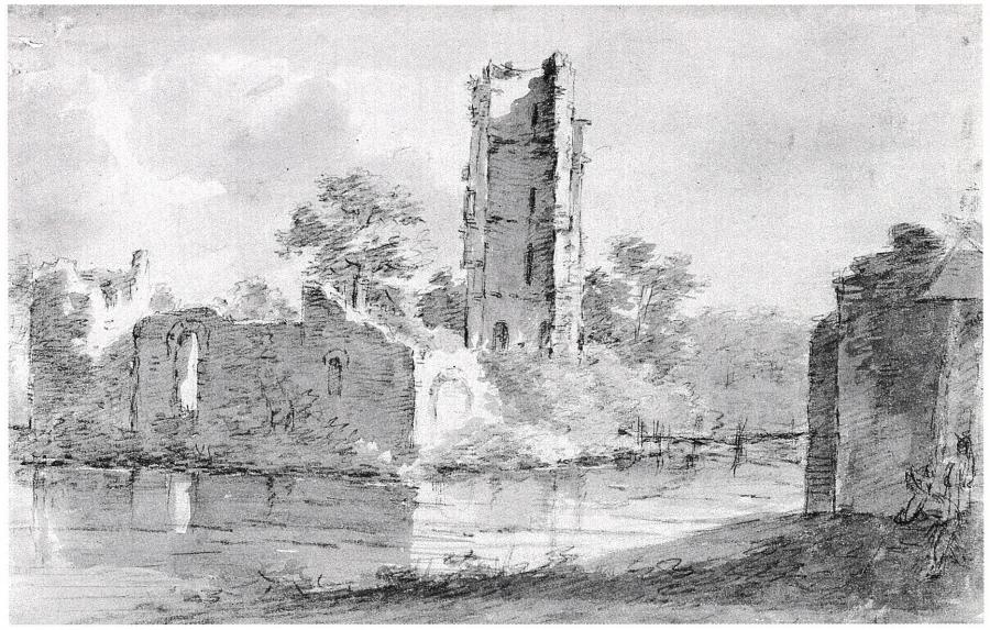 De ruïnes van waterburcht Schönforst bij Aken
