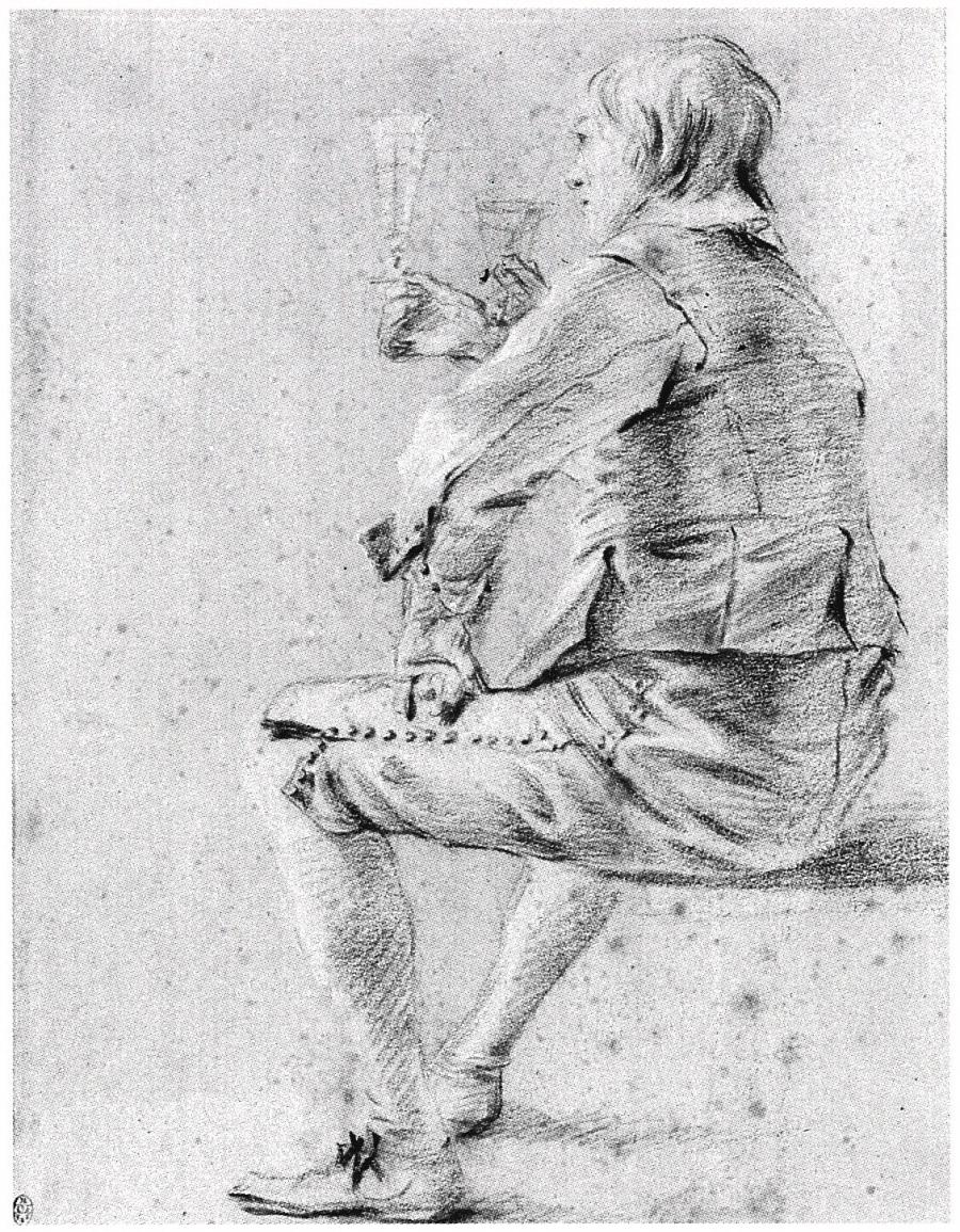Seated Young Man Holding a Wineglass, Facing Left