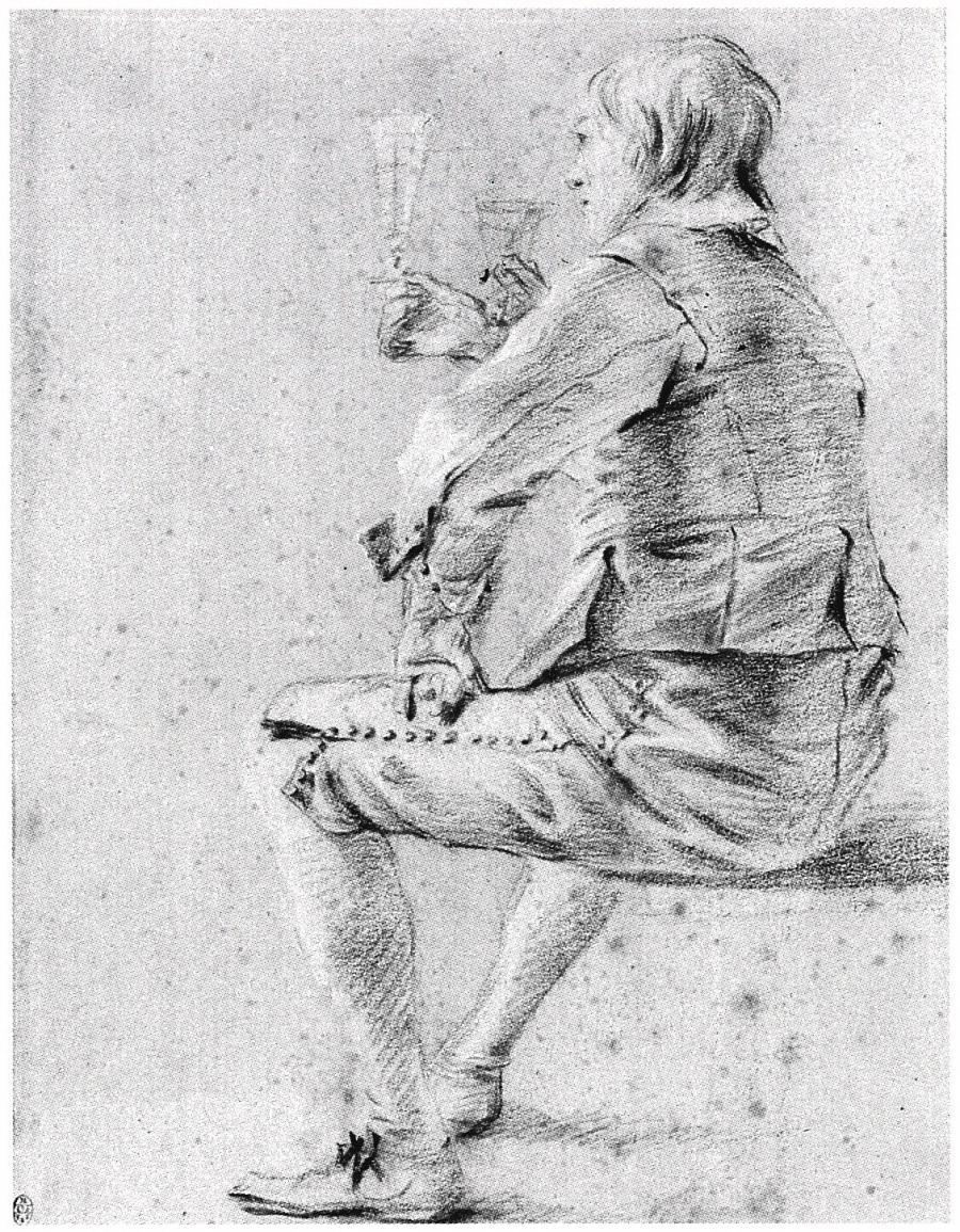 Seated Young Man Holding a Wineglass, Facing Left