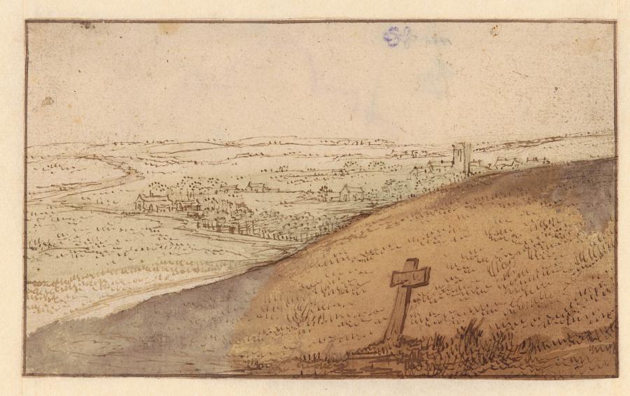 Hilly Landscape with a Cross