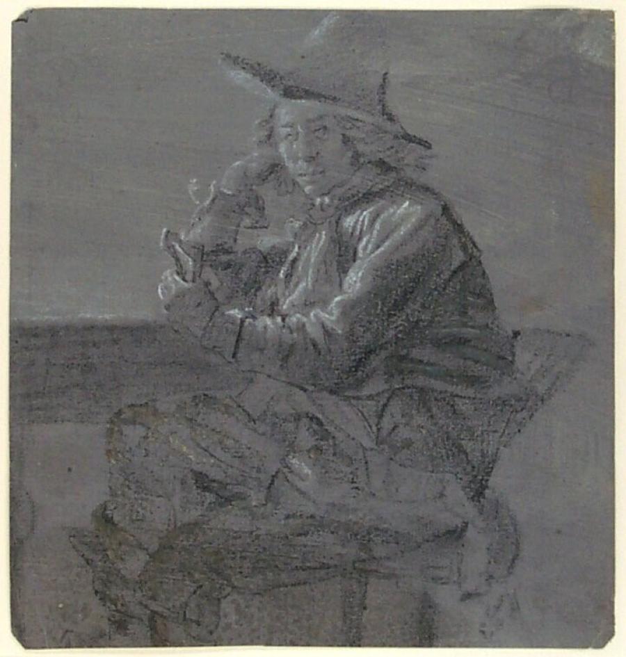 Seated Man Leaning on a Table