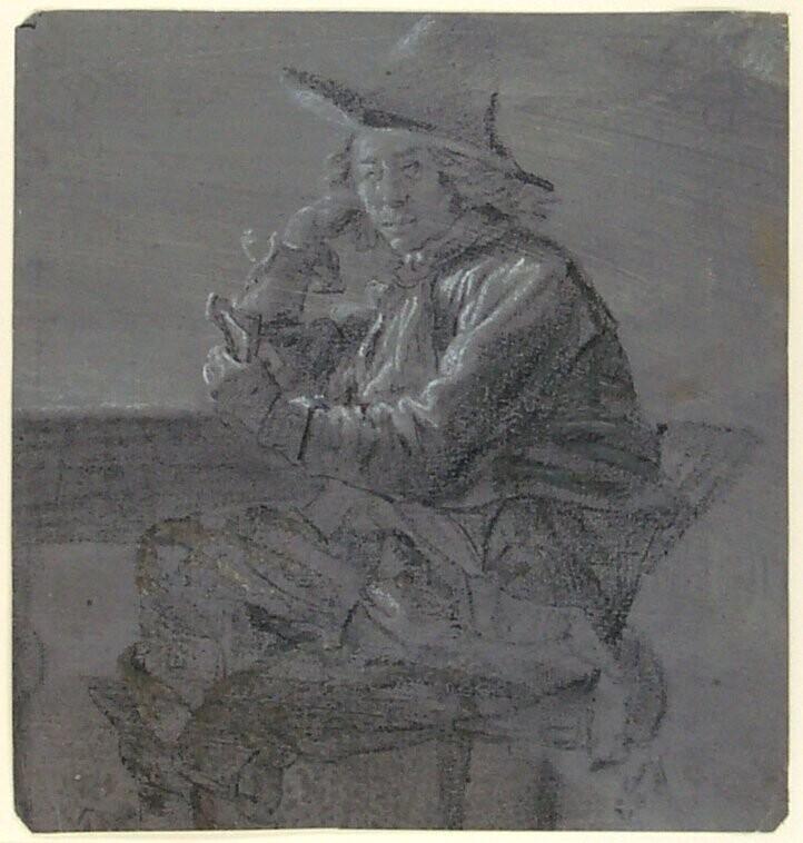 Seated Man Leaning on a Table