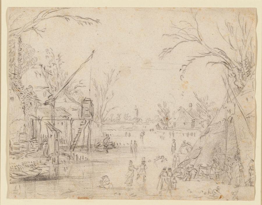 Winter Scene of Skaters on a Canal
