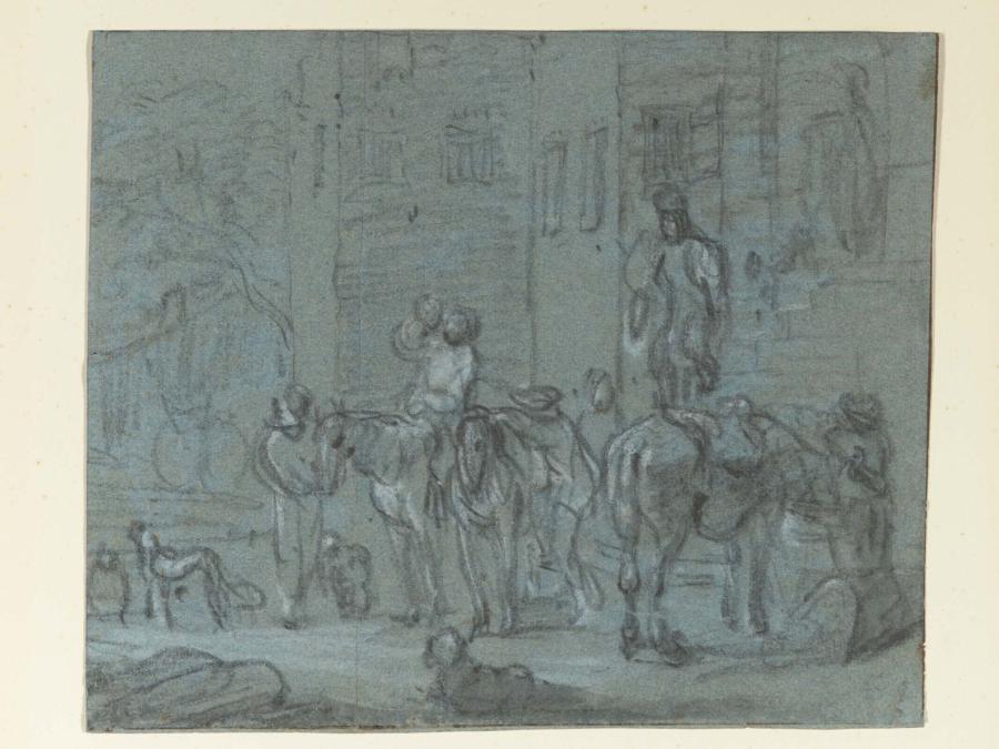 Riders before an inn