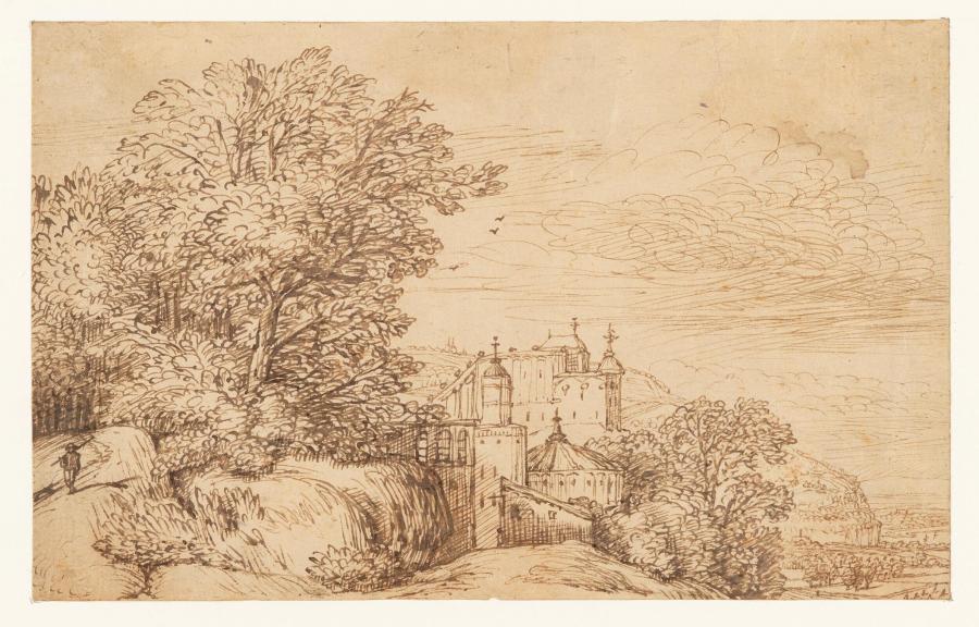 Mountainous Landscape with Buildings