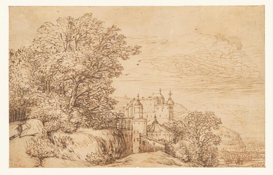 Berglandschap met gebouwen