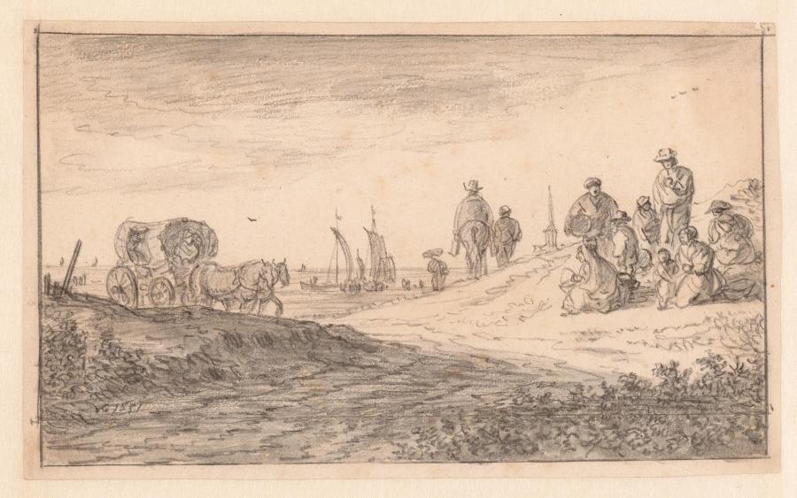 Dune View with People on Their Way to the Sea