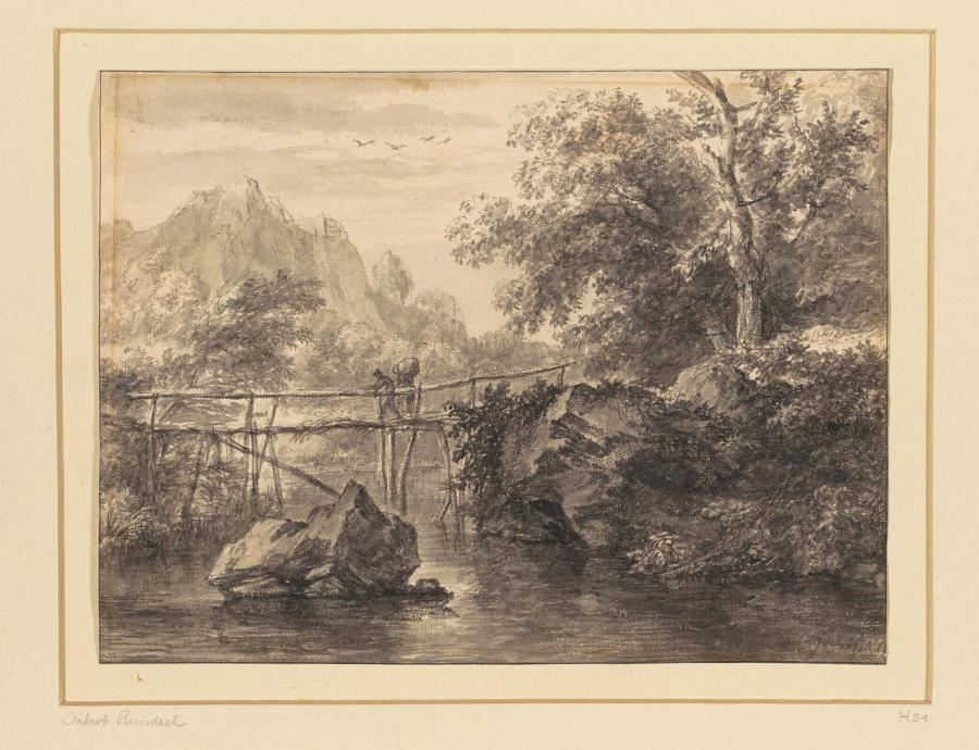Berglandschap met brug over rivier