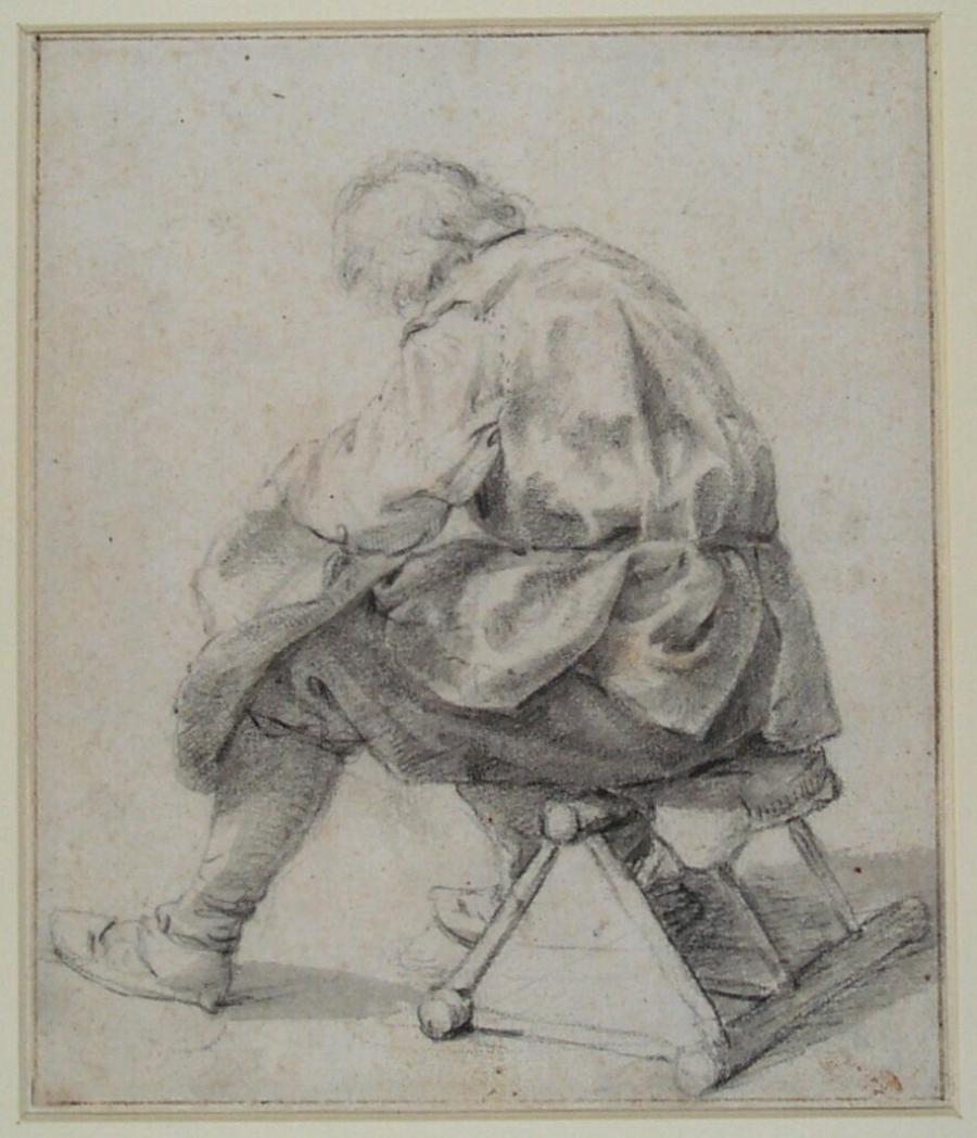 Man Sitting on a Tilted Three-Seat