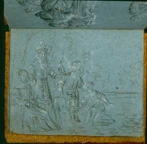 blad-uit-tekeningenboek-met-figuratieve-studies