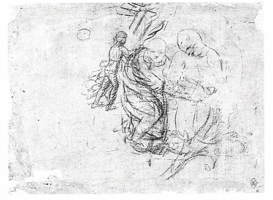 Three sketches of The Holy Family, A Young Man by the Stairs