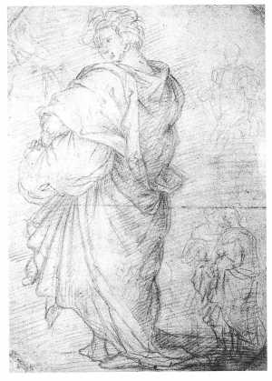 draperiestudie-van-een-staande-man-en-drie-kleinere-studies