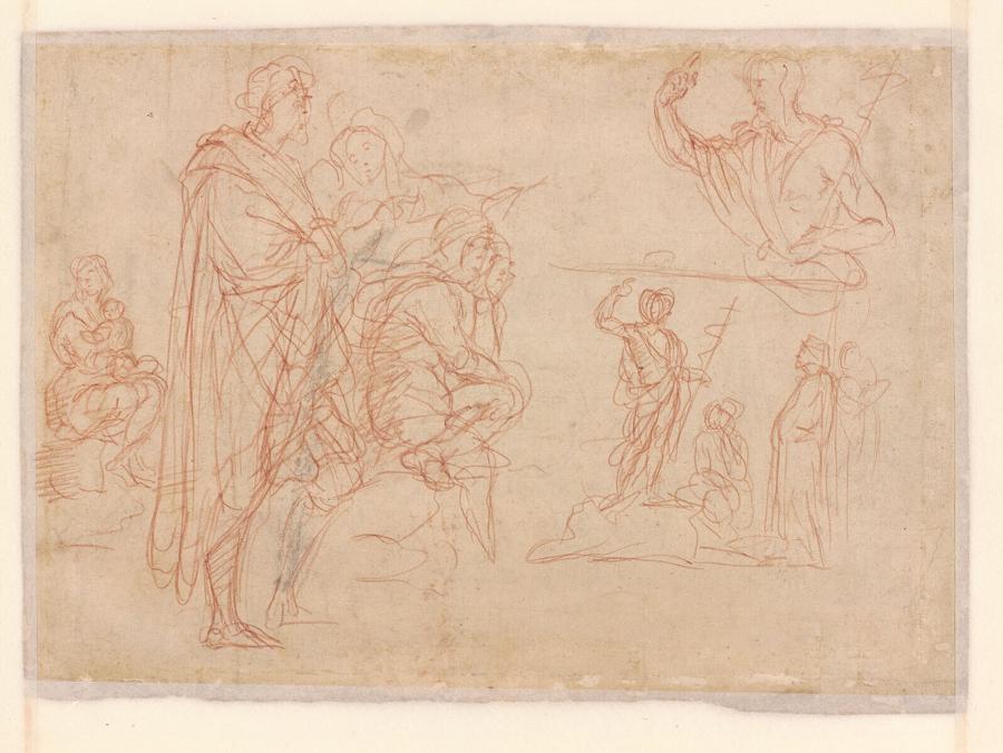 De prediking van Johannes de Doper en enkele figuren