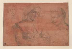 down-looking-woman-with-headgear-and-two-heads