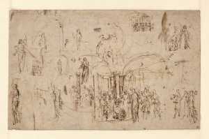 study-sheet-with-the-healing-of-the-crippled-by-peter-and-paul-recto-design-for-a-musical-instrument-verso