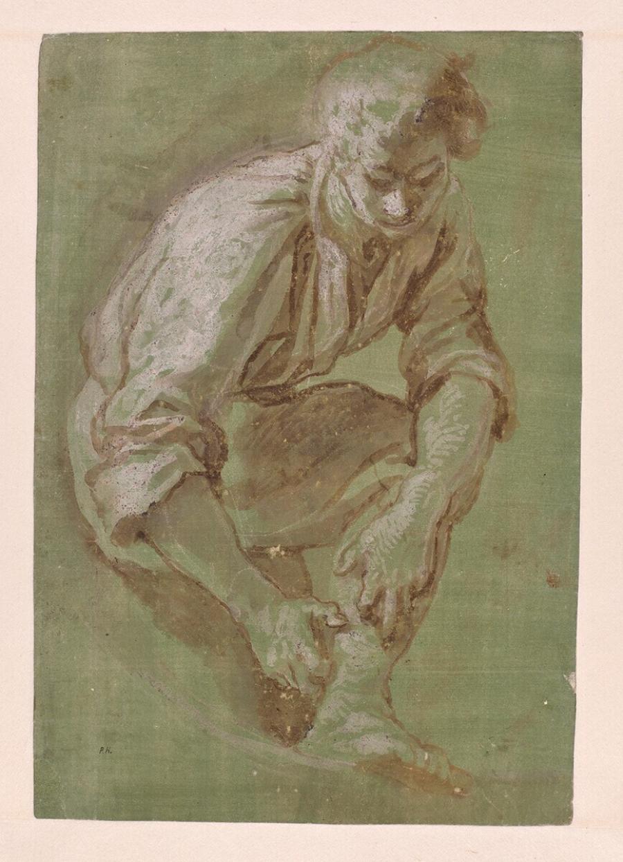 Study of a Man Scratching his Ankle