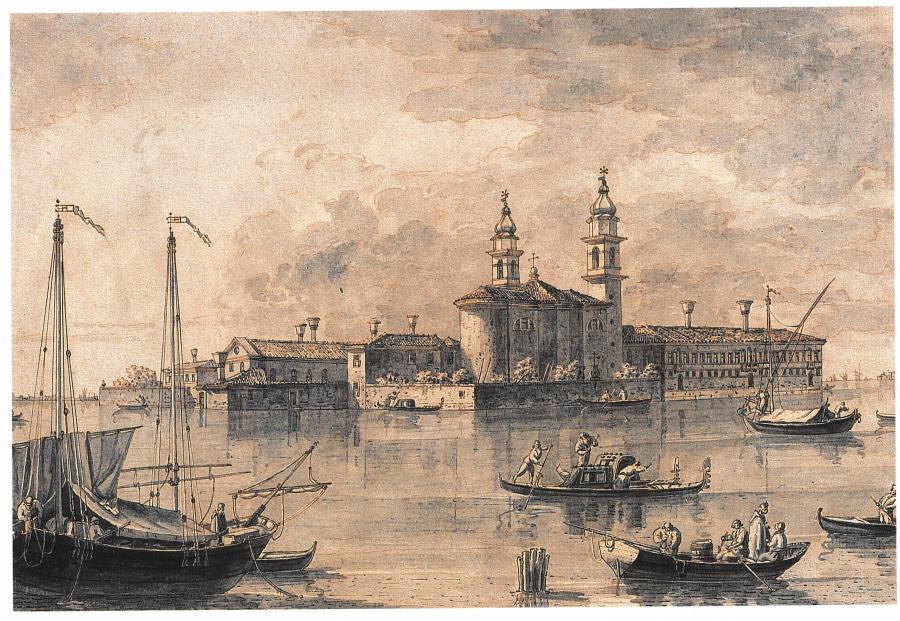 Het eiland San Servolo in de Venetiaanse lagune