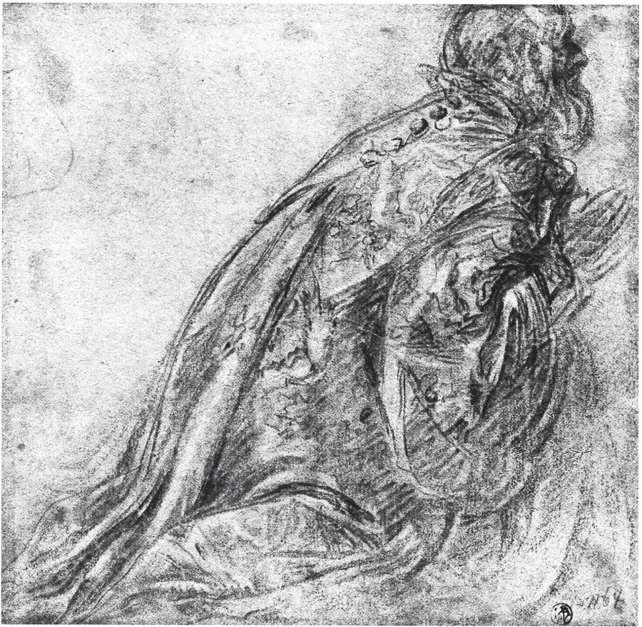 Study of a Kneeling Magus for an Adoration of the Magi