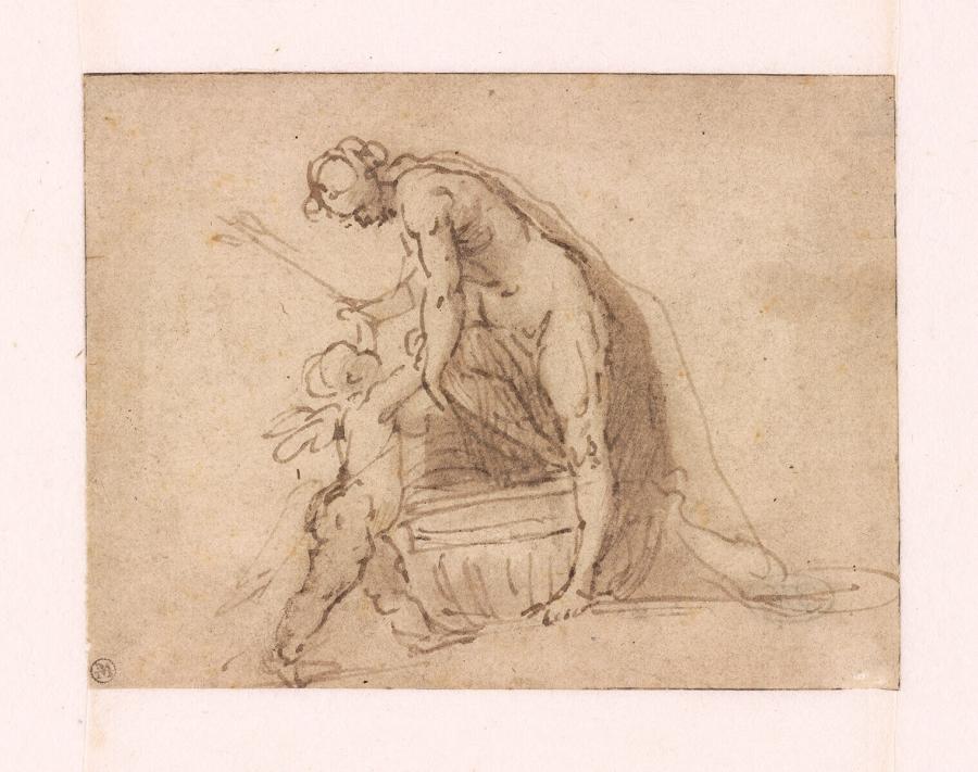 Neptunus of Mercurius met putto