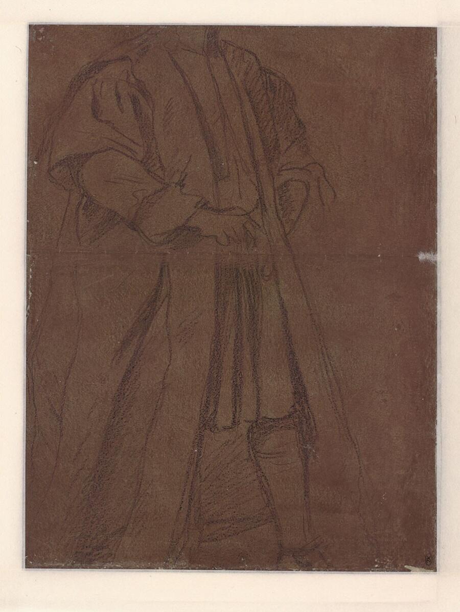 Draperiestudie, staande edelman