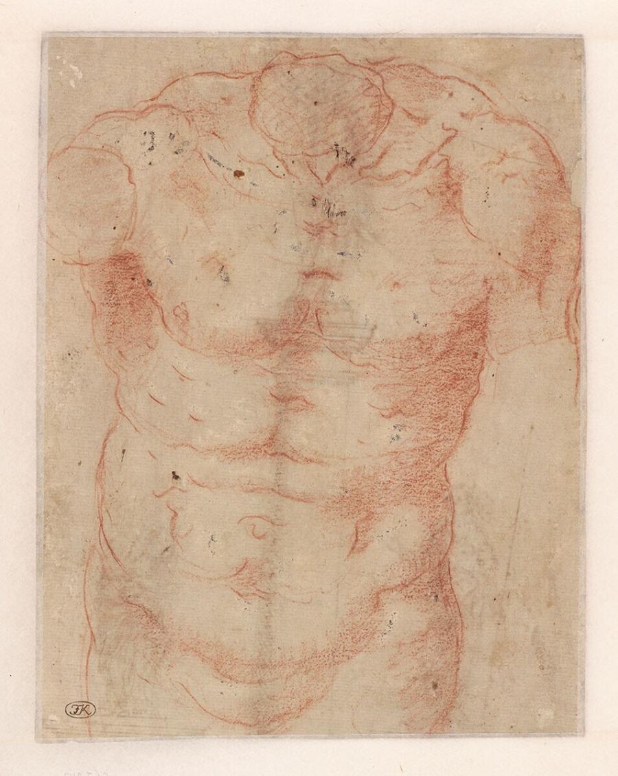 Studie naar een antieke sculptuur van een mannelijke torso