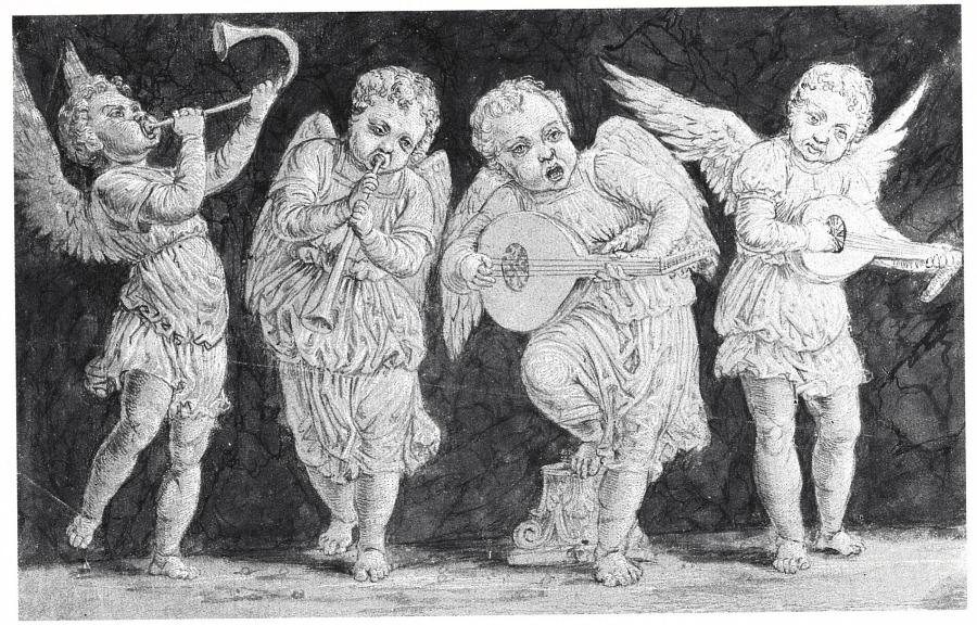 Vier musicerende putti